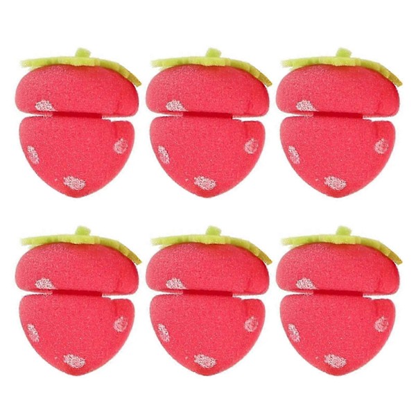 Jordbær Svampe Hår Curlers, Grip Hår Ruller til Kort Hår, Hår Curlers til Kvinder, Automatisk Hår Curler 6pcs