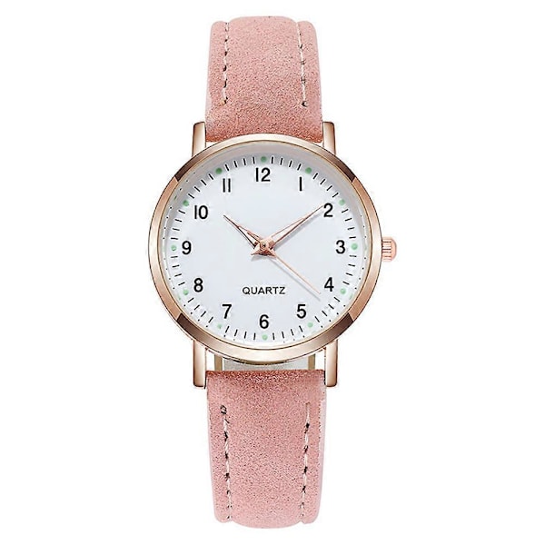 Damklockor Kvinnor Små Kvarts Analog Armbandsur Casual Läder Pink