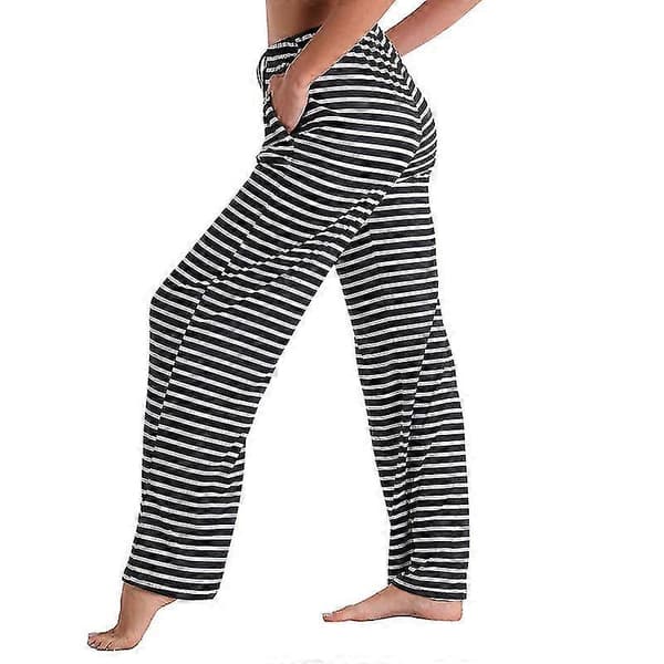 Dam Pyjamasbyxor Stretch Loungebyxor Rutiga Pyjamasunderdelar L Black
