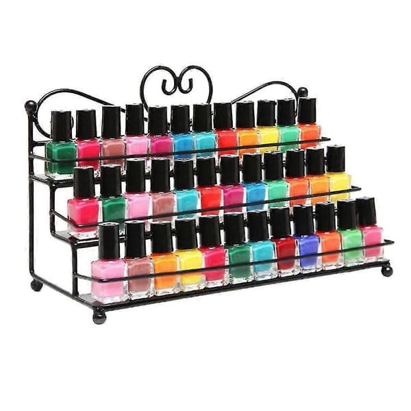 3-lags hjerteformet neglelakk hylle kosmetisk display stativ holder rack organizer Black