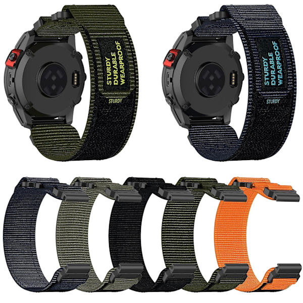22 mm:n nyloninen ranneke Garmin Instinct Crossover Solar -kellolle Orange