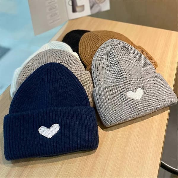 Mössa för skidåkning Par Mössa Skullmössa Stickad Mössa med Uppvik Skullies Mössa Black