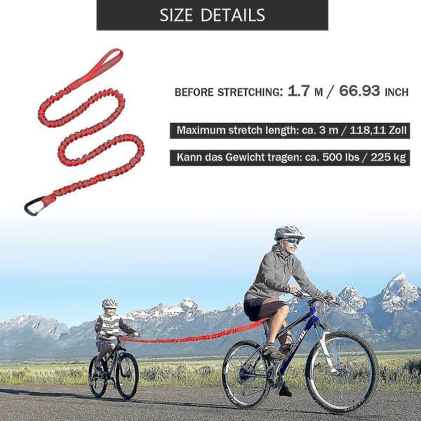 Abschleppseil Cykel Børn Tow Rope Til Cykel Abschleppgurt Elastisk Cykel Bungee Abschleppseil,, Bæreevne 500