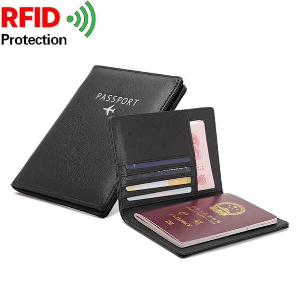 PU læder pas holder, RFID ID holder sort black