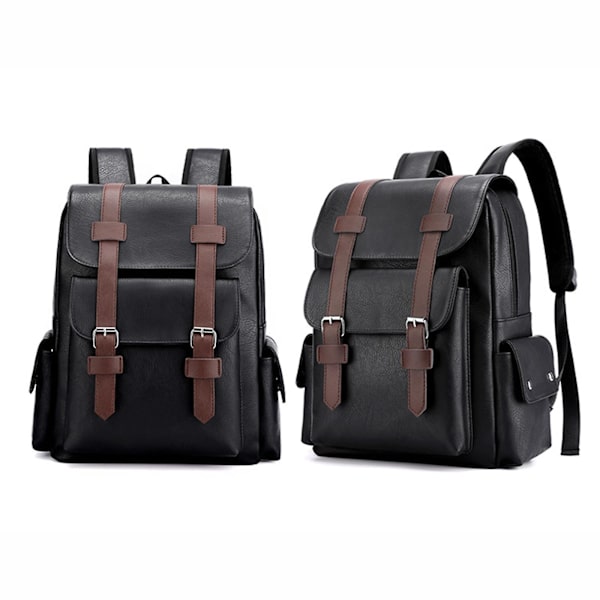 Nahkainen kannettavan tietokoneen reppu miehille, työmatka- ja toimistoreppu, rento vedenpitävä tietokoneen reppu, sopii 15,6 tuuman kannettavalle tietokoneelle Black One Size