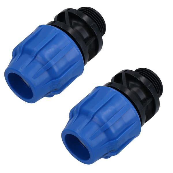 25 mm x 1\" MDPE hane adapter kompressionskoppling rörkoppling vattenrör 2-pack