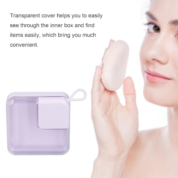 Puderpuff Reseväska, 5 st Sminkpuderpuff Förvaringslåda Transparent Lock Ansiktsmakeup Blender Puff Reseväska, Lila