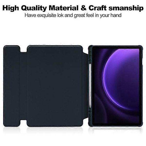 Kompatibelt Skal för Samsung Galaxy Tab S9 FE Läder+Akryl Roterande Ställskydd med Bluetooth-tangentbord DarkBlue