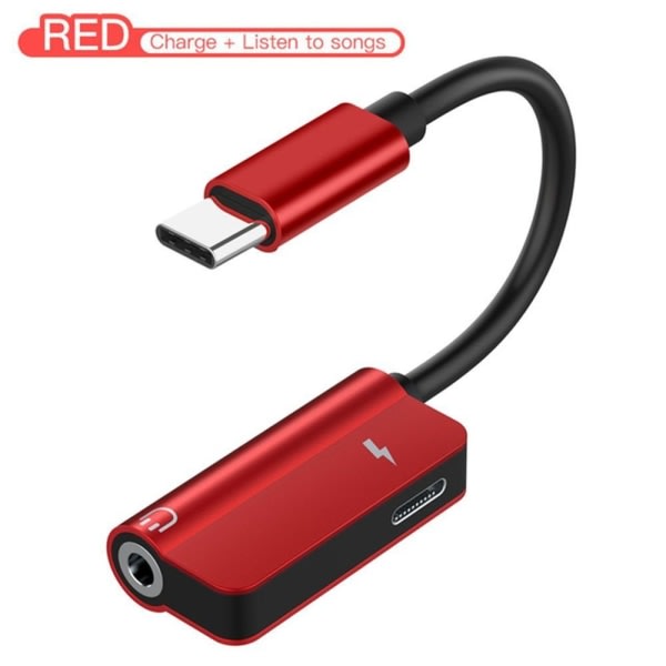 Mordely 3-delt lydladeadapter USB Type-C til 3,5 mm-kontakt red