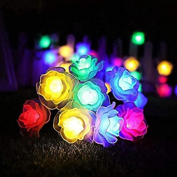 Solcelled Julelys, 30 LED Vanntette Rosehagedekorasjoner Colourful