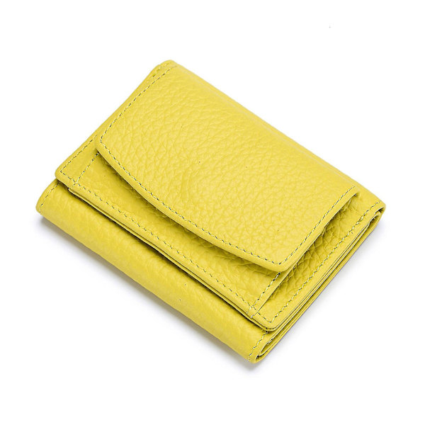 Premium-lompakot naisille - Pieni kolminkertainen luottokorttipidike nahkaisella taittuvalla kolikkotaskulla Yellow