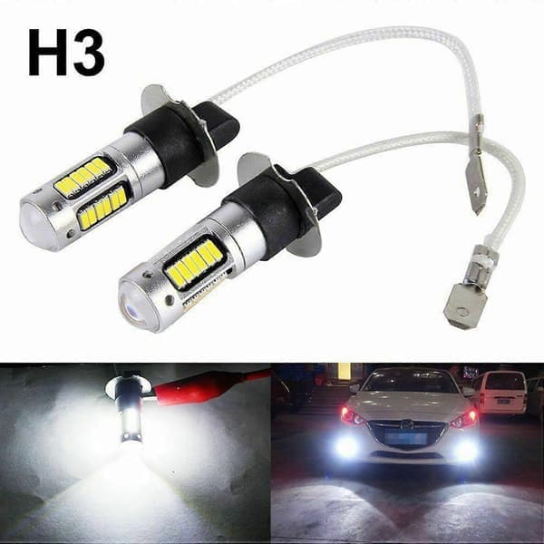 6 stk H3 Supersterke LED Tåkelys DRL-sett 6000K Hvit