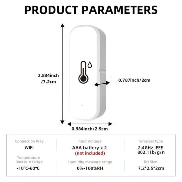 2 x Tuya Wifi Temperatur- og Fugtighedssensor Indendørs Termometer Hygrometer 2