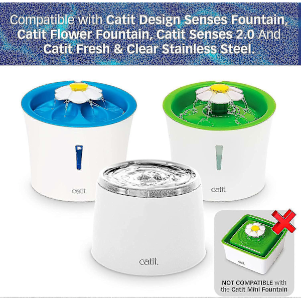 Filtere til Catit Design Senses Fontener og Catit Flower Fontener, Pakke med 6