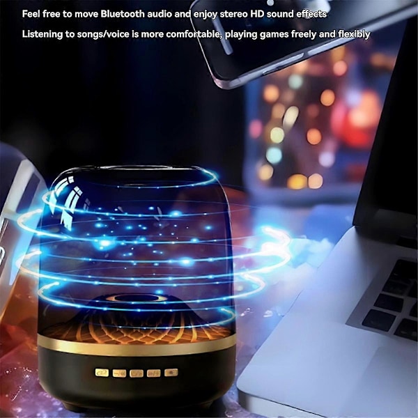 Sound Box Bluetooth Subwoofer Farverig Glas Hjem Høj Lydstyrke Trådløs Computerhøjttaler Publikumshøjttaler Sort