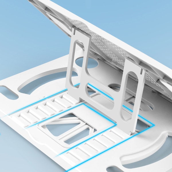 Bærbar computer holder silikone PP og ABS foldbar 8 gear justerbar bærbar computer kølestativ til hjem arbejde hvid