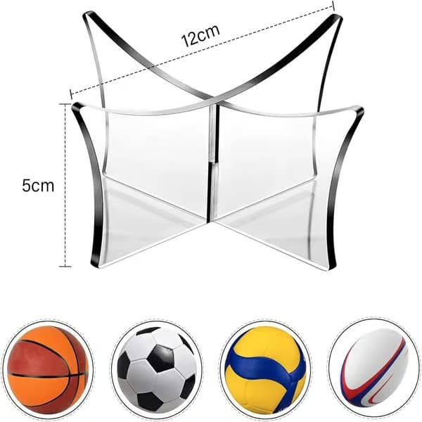Akryl Transparent Boldholder - Klar - Akryl Boldstativ - Rugby Display Rack - Holdbart Basketballstativ - Samlerobjekt Bold Display - 2-delt Sæt