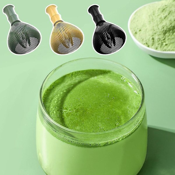 Återanvändbar Matchavisp i Plast, Diskmaskinsäker, Matchaomrörare green