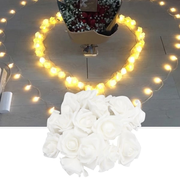 20 LED-lampor USB konstgjorda blomstersträngar rosfe-lampor för alla hjärtans dag bröllopsdekoration varmvit