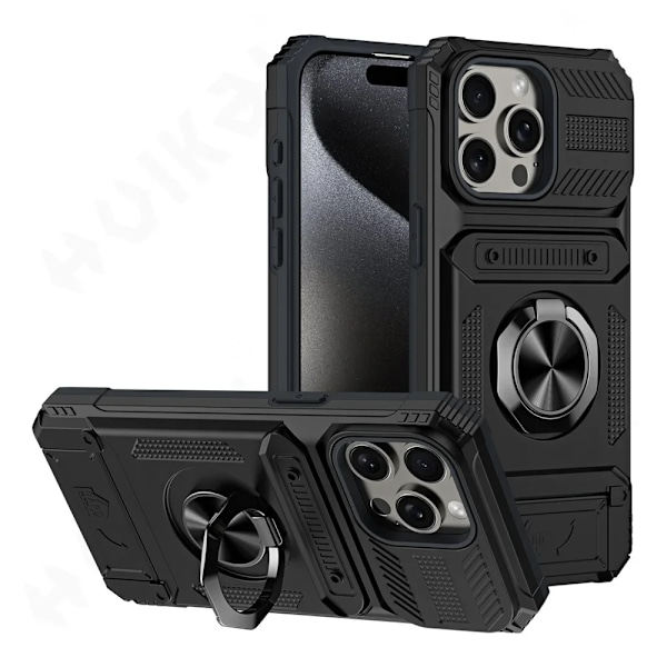 Fodral för iPhone 16 15 Pro Max Plus Magnetisk Roterande Ringstativ Kraftigt Fallskydd Plånboksfodral iPhone16Plus iPhone16Plus