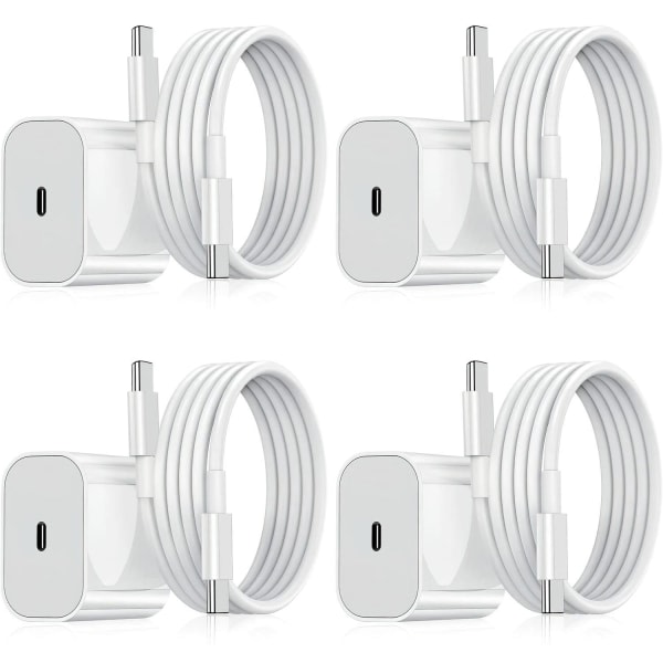 Oplader til Samsung - Hurtiglader 20W USB-C - Adapter+Kabel 2m Hvid one size 4-Pack Samsung