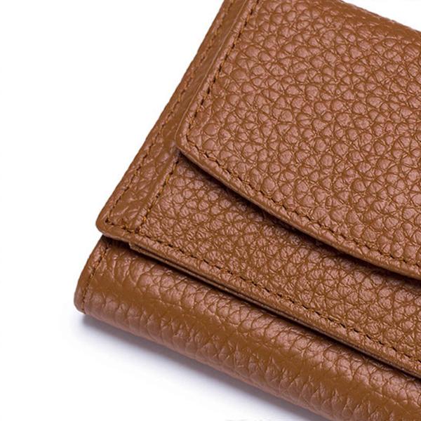 Naisten pieni lompakko PU-nahkaa kolmiosainen vetoketjullinen kolikkotasku korttikotelo kukkaro Coffee