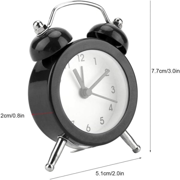 Metall Dubbelklocka Alarmklocka Retro Alarm Hög Ljud Tyst Klassisk