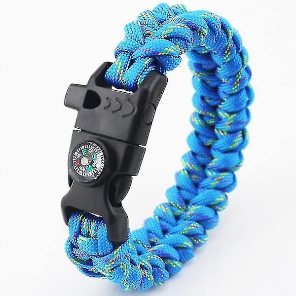 10-pack Svart 5/8\" Kompass Flintskrapa Eldstartare Visselpipa Spänne Plast Paracord Armband Utomhus Camping Nödsituation Överlevnad Resekit (svart