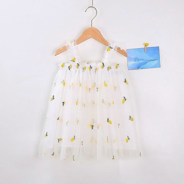 Baby Princess Hängselklänning för Flickor Spädbarn Blommig Volang Mesh Ärmlös Klänning Småbarn Sommar Vardagskläder 110CM K