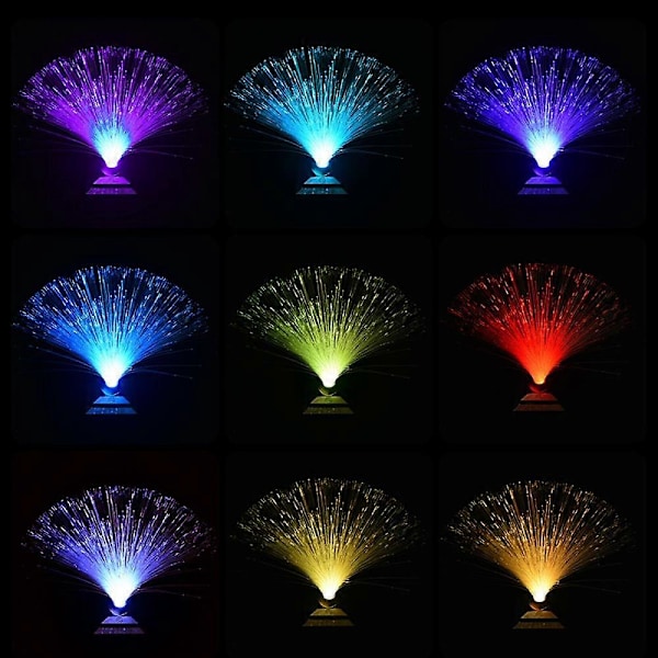 LED Flerfärgad Fiberlampa, 16 Färgglada Skiftande Fiberoptisk Fontän Party Lampa Nattlampa Lugnande Lampa Julklapp med Färgglatt C