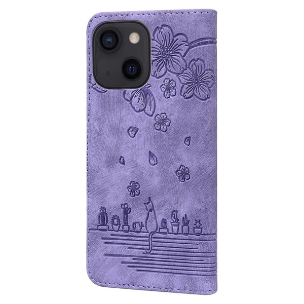 Sakura Kat Læder Etui til iPhone 15 Plus