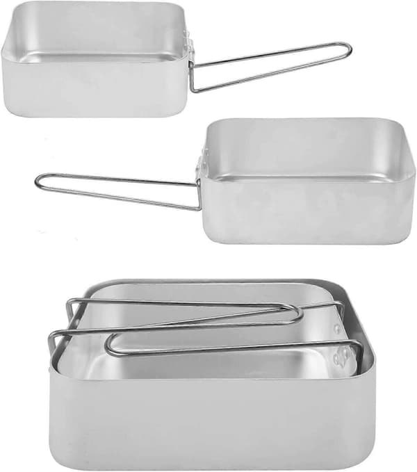 Sæt med 2 Nesting Aluminium Madkasser til Camping & Madlavning