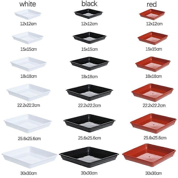 Fyrkantig blomkruka i plast, kraftig växtfat, droppbrickor för inom- och utomhusbruk, plastfat red 18x18cm