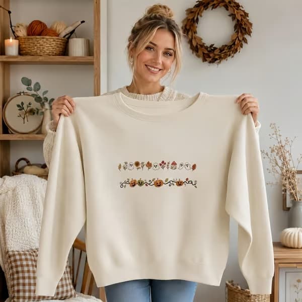 Vattenlösligt broderimönster med Halloween-tema för anpassning av kläder Ghost