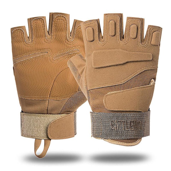 Taktiska Handskar Armé SWAT Militär Stridsjakt Skytte Utrustning Fingerlösa Brown XL