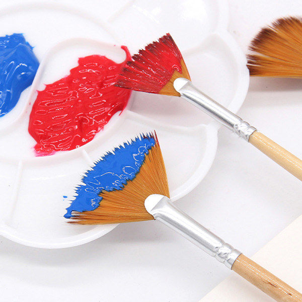 5 kpl Fan-muotoisia Gouache-maalauslyijyjä Nylon-harjalla, oranssit, 5 kpl