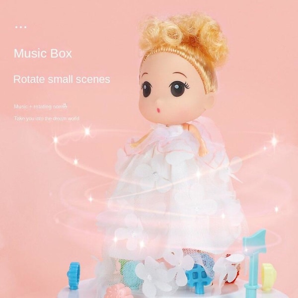 Music Box - Spin Musical Box Legetøj Til piger Kvinder Veninder og Døtre Hustruer Baby Fødselsdag Mors Dag Valentinsdag gave Thanksgiving Day Gif White