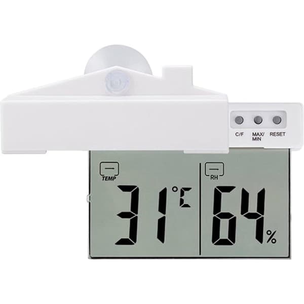 Digitalt vinduestermometer hygrometer, 11 x 9 cm, rumtermometer og hygrometer med LCD-display, temperaturvisning