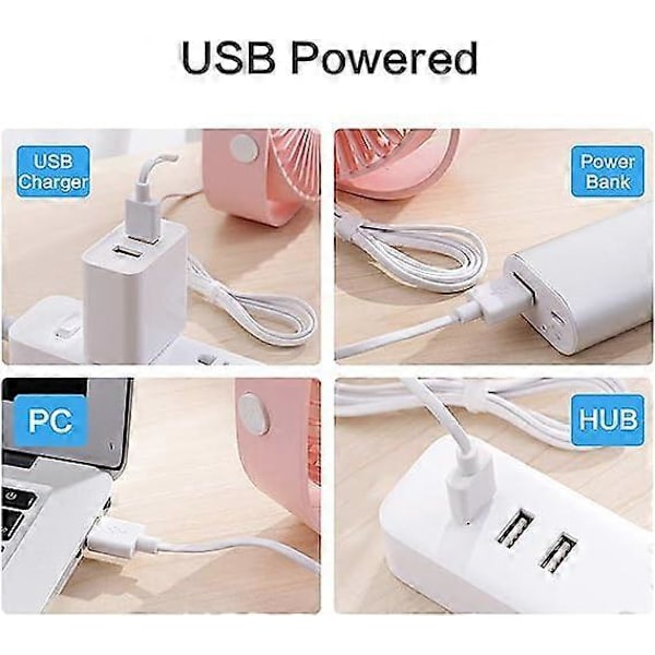 Dww-(Rose) Mini USB-pöytätuuletin, 3 nopeutta, USB-virtalähde, voimakas tuuli, hiljainen toiminta, sopii kotiin, toimistoon,