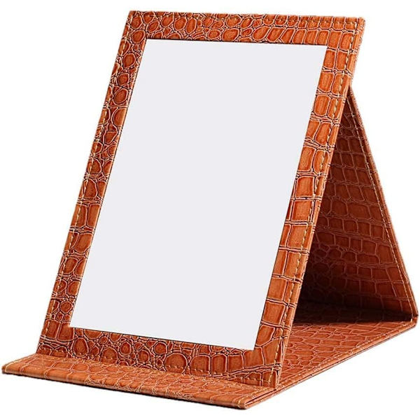 PU-nahkainen työpöytäpeili, kannettava taitettava peili, pöytäpeili jalustalla kosmetiikalle Henkilökohtainen kauneus 17x12CM Brown
