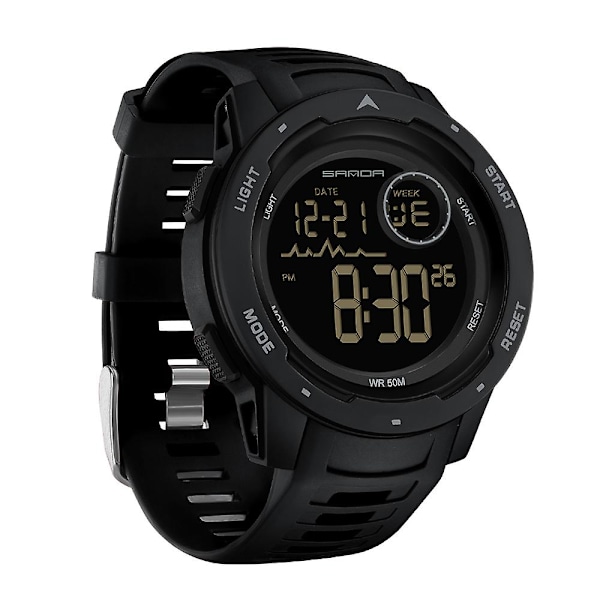 SANDA Toppvarumärke Sportklockor Herrmode Nedräkning Vattentät LED Digital Klocka Man Militär Armbandsur Relogio Masculino 2125 All Black