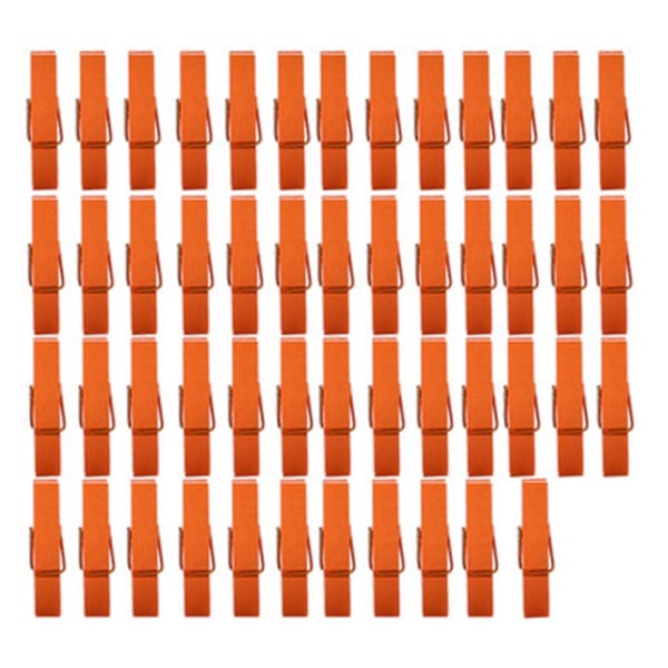 50-pack Stadiga Klädnypor i Trä Pastellfärg Naturliga Träklädnypor för Tvätt Hängande Färgglada Bildklämmor Orange röd Orange red
