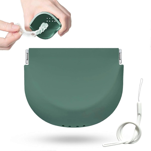 Silikonfodral för retainer med snodd, hållbart mjukt tandprotesfodral med ventilationshål kompatibelt med Invisalign Green
