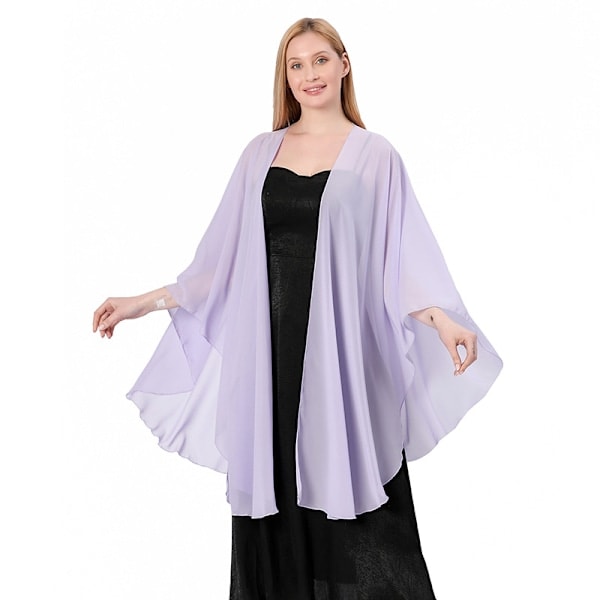 Chiffon Skjerf Stola Bolero Dame til Aftenkjole Festlig Bryllup Light purple