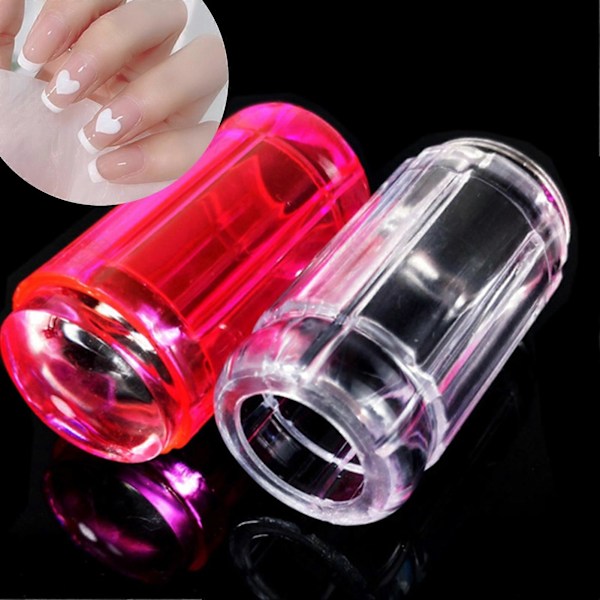 Negle Stempler Avtakbar Kunstverk Laging med Skrape Silikon Tetning Negle Stempling Utskriftstips Verktøy for Manikyr QinHai Translucent White