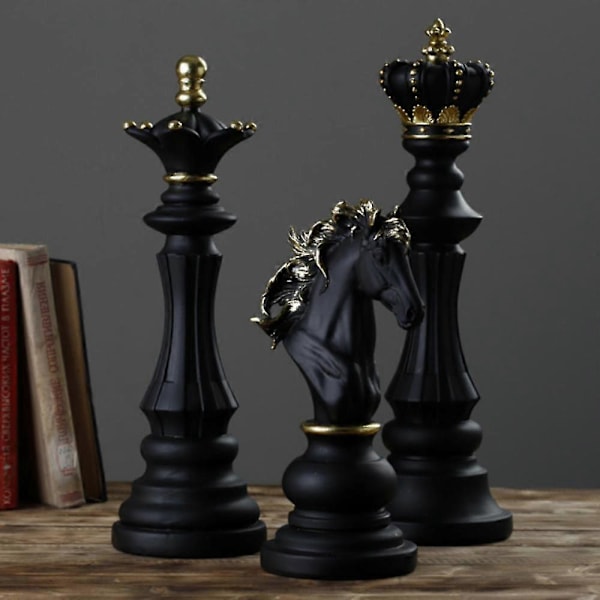 Pohjoismainen Hartsi Kansainvälinen Shakkipala Skulpttuuri Koriste Statue Koti Taide Sisustus Zekai Black Knight