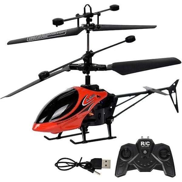 Kaukosäädinhelikopteri Kaukosäädin Rc-helikopteri LED-valolla - 2-kanavainen minihelikopteri lapsille ja aikuisille sisäkäyttöön Paras helikopterilelu Gi Red