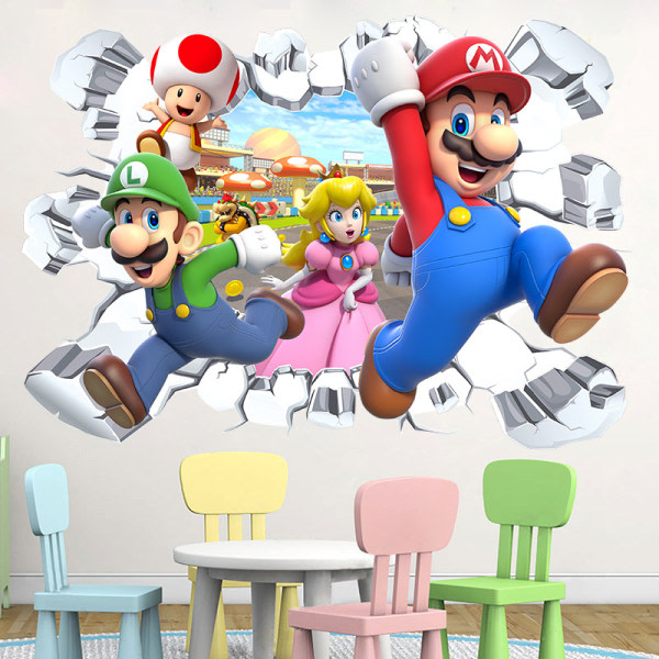 Super Mario Sticker Itsekiinnittyvä vedenpitävä seinätarra