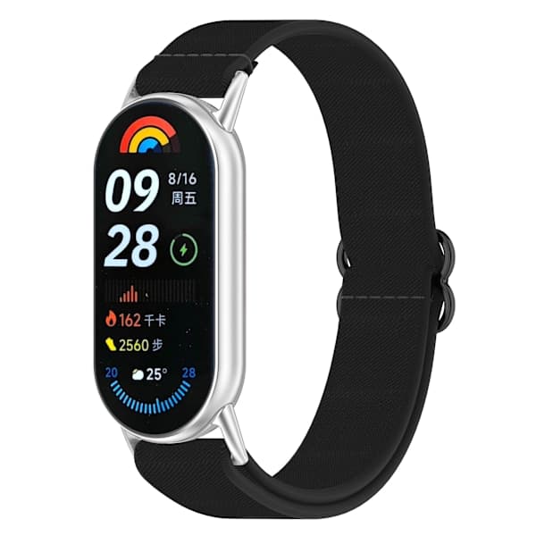 Xiaomi Mi Band 9/8/NFC Åndbart Nylonarmbånd Sort Sort Black