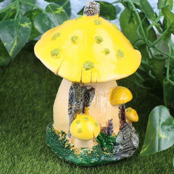 Miniatyr svamphus svamp prydnad terrarium tillbehör svamp hus miniatyr svamp hus statyer tillbehör för terrarium dekor glas prydnader Yellow